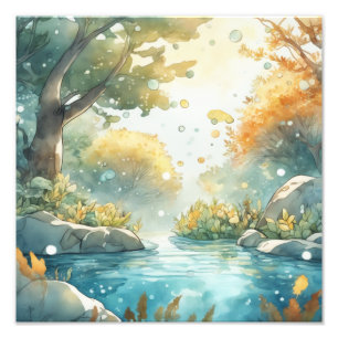 Tranquil Forest Riverbank Photo Print