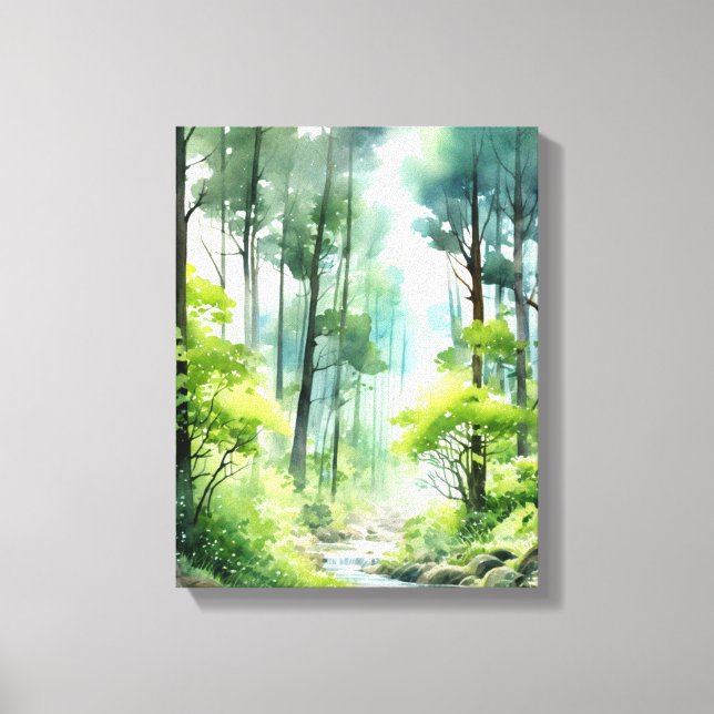 Tranquil Forest Stream  Canvas Print (Front)
