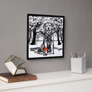 TRANQUIL GLEN Golden Retriever  Square Wall Clock