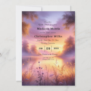 Tranquil Glow of Evening by the Lake Invitation