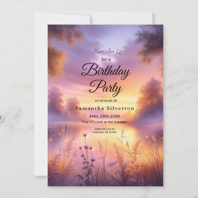 Tranquil Glow of Evening by the Lake Invitation (Front)