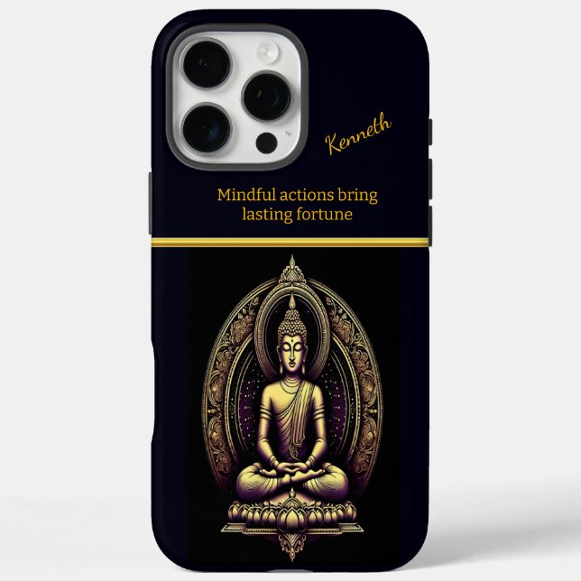 Tranquil Golden Buddha in meditation Case-Mate iPhone Case (Back)