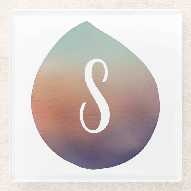 Tranquil Gradient Teardrop Glass Coaster (Front)