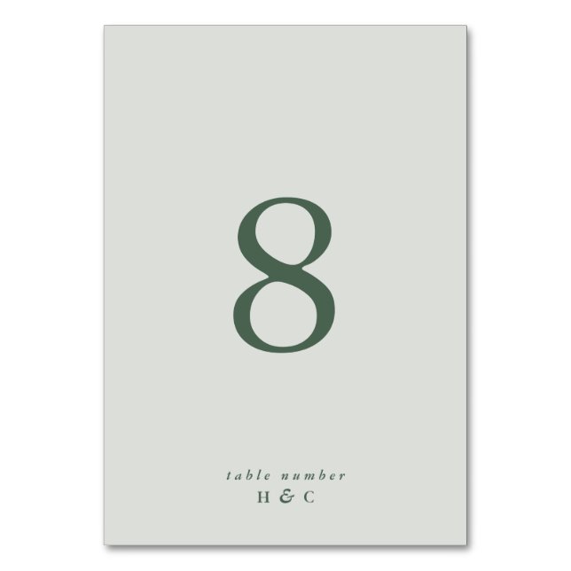 Tranquil Green Emerald Plain Simple Sea Glass Table Number (Front)