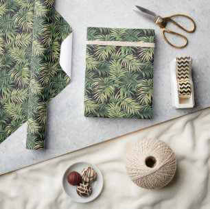 Tranquil Green Tropical Palm Leaves Wrapping Paper