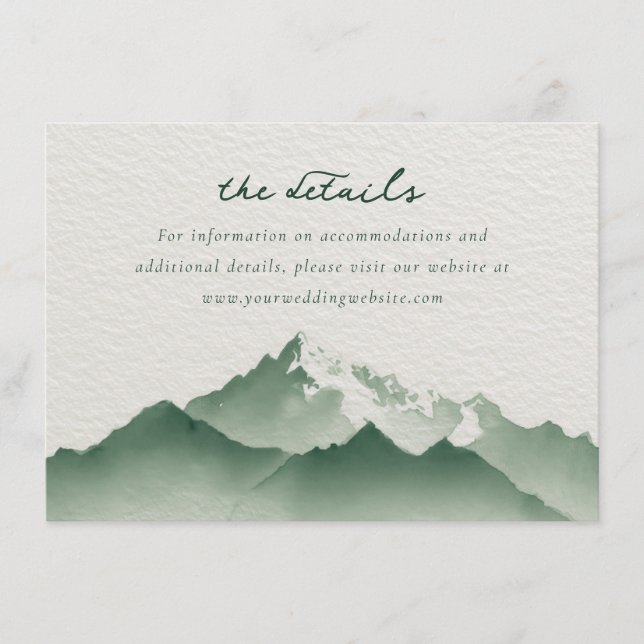 Tranquil Green Watercolor Mountain Enclosure Card (Front)