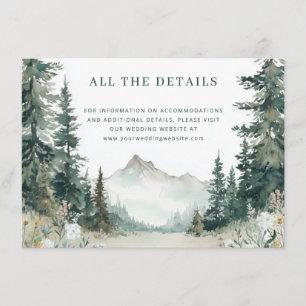 Tranquil Green Watercolor Mountain Landscape Enclosure Card