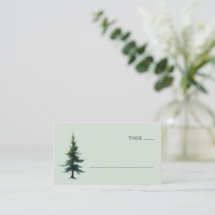 Tranquil Green Watercolor Pine Tree Place Card