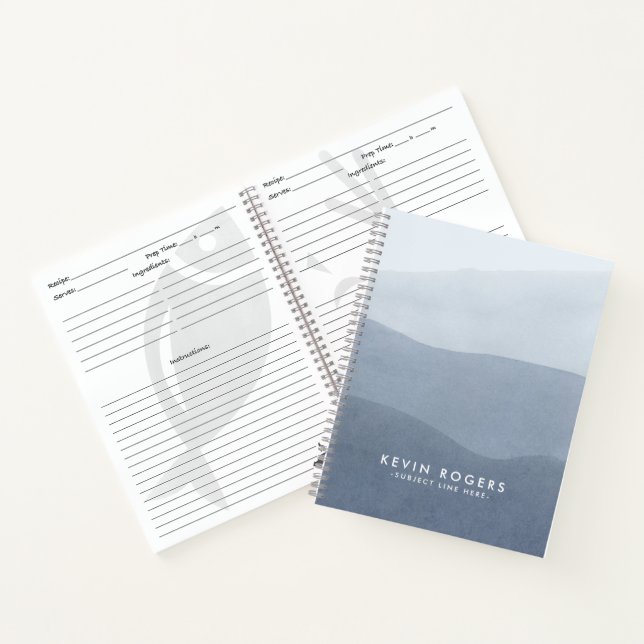Tranquil Grey & White Gradation Modern Design Notebook (Inside)