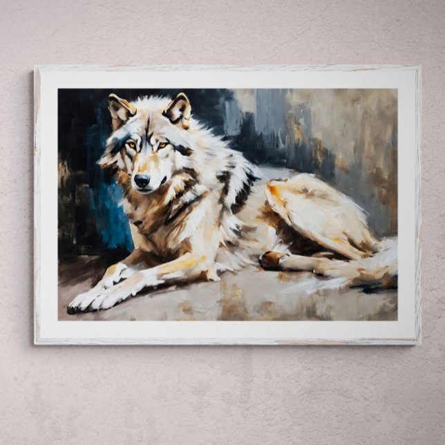 Tranquil Guardian: Peaceful Wolf Portrait Poster (Creator Uploaded)