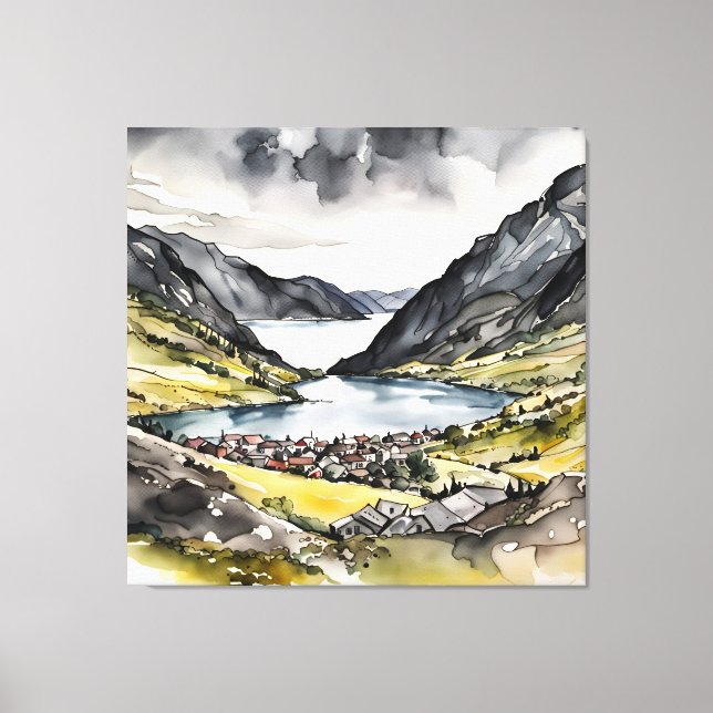 Tranquil Haven by the Norwegian Fjords Canvas Print (Front)