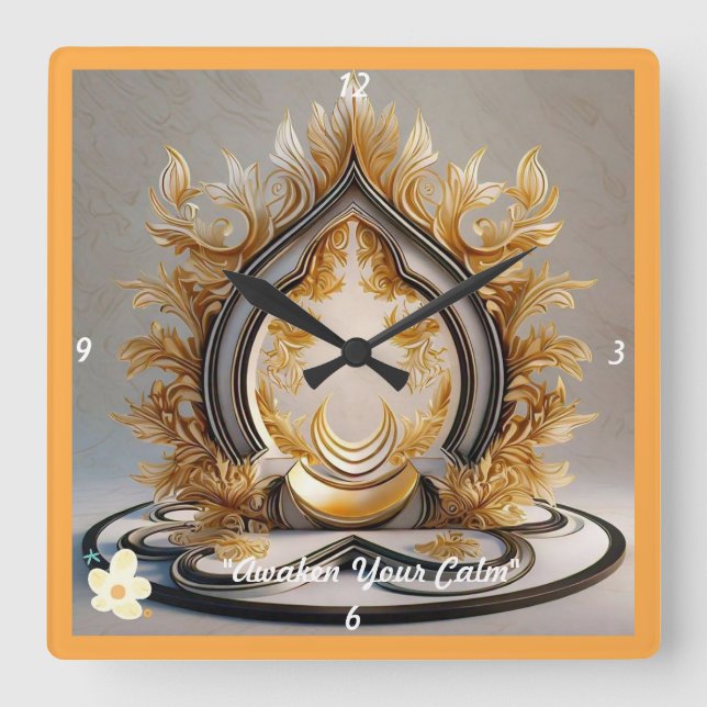 "Tranquil Inner Light" Square Wall Clock (Front)