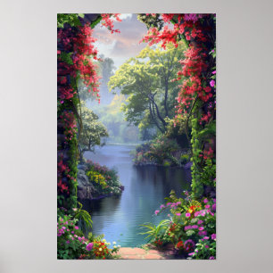 Tranquil Japanese Garden Archway Poster