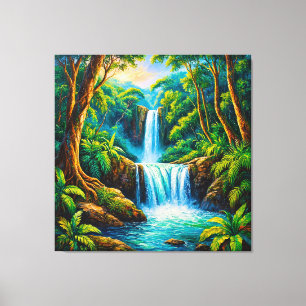 Tranquil Jungle Waterfall Canvas Print