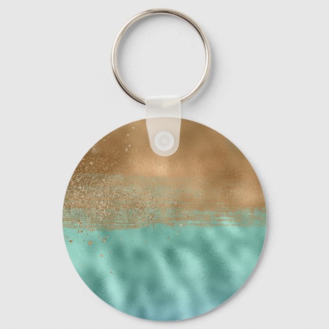 Tranquil Lagoon Colourful Abstract Pattern Keychain (Front)
