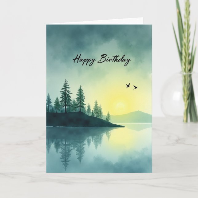 Tranquil Lake Birthday Card (Front)