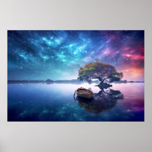 Tranquil Lake Nature World Fantastic Landscape Art Poster