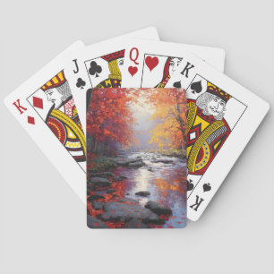 Tranquil Lake Sunset Canoe Playing Cards