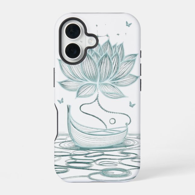 Tranquil Lotus & Om – Zen-Inspired iPhone 16 Case (Back)