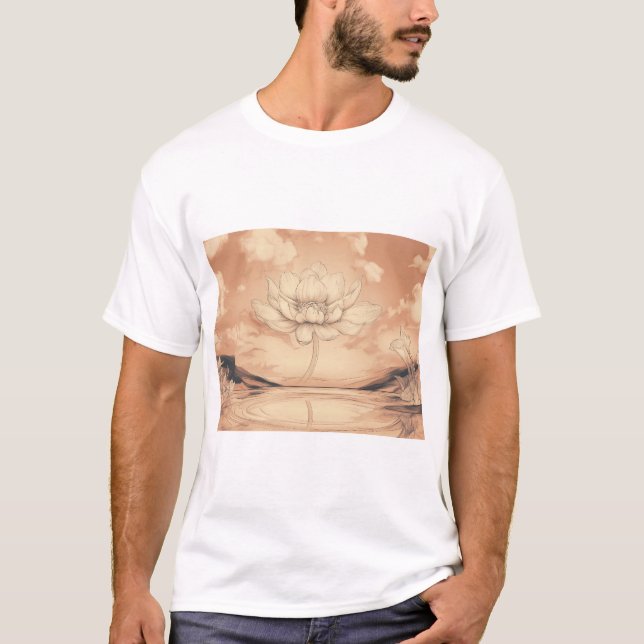 Tranquil Lotus Reflection: A Dreamlike Landscape T-Shirt (Front)