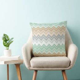 Tranquil Mint Chevron Zigzag Pattern Throw Pillow