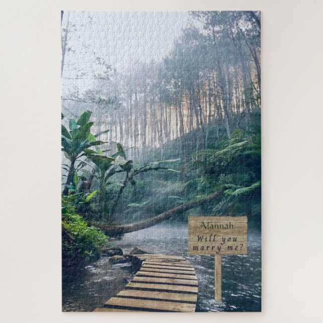 Tranquil Misty Morning Rainforest Marry Me Puzzle (Vertical)