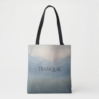 Tranquil - Misty Mountain Scene Tote Bag