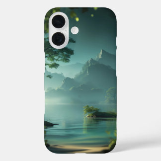 Tranquil Mountain Lake Design iPhone 16 Case