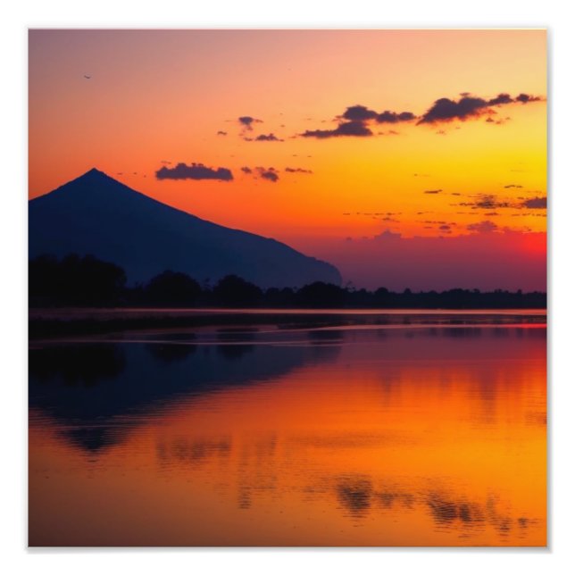 Tranquil Mountain Lake Sunset Photo Print (Front)