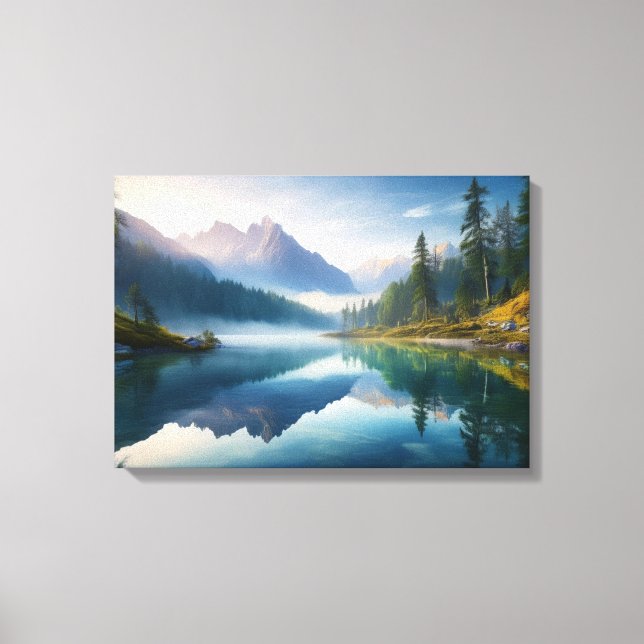 Tranquil Mountain Landscape Canvas Print (Front)