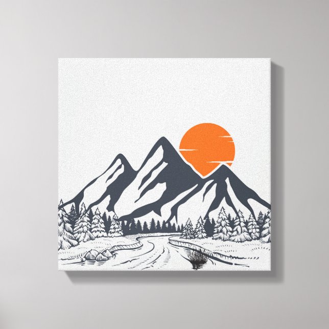Tranquil Mountain Sunset Canvas Print (Front)