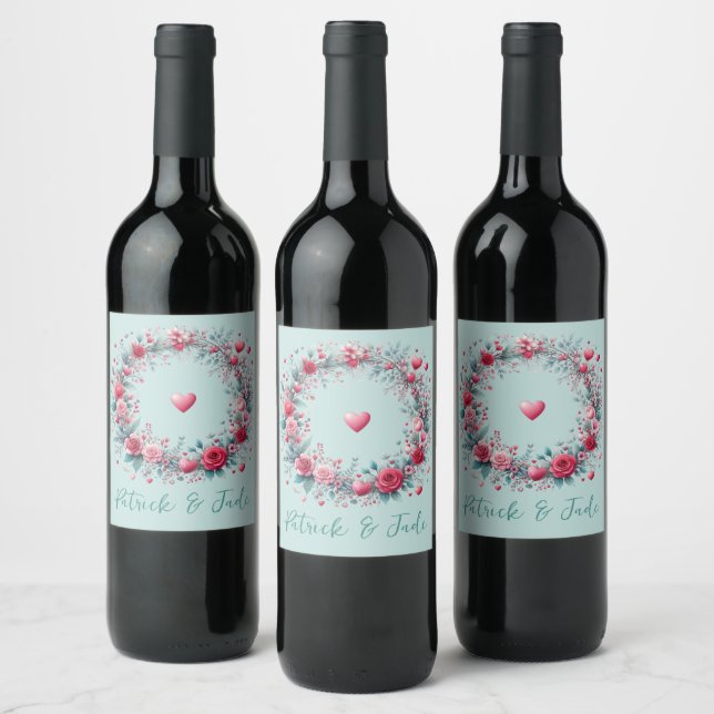 Tranquil Oasis Floral Wine Label (Bottles)