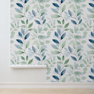 Tranquil Oasis Watercolor Leaves Wallpaper