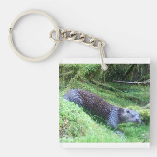 Tranquil Otter Riverside Scene Nature Inspired Keychain