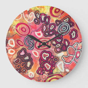 Tranquil Oval Corals Original Abstract Artwork Large Clock