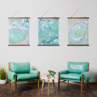 Tranquil Pale Blue and Green Fluid Art