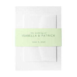 Tranquil Pale Green Minimalist Wedding Invitation Belly Band