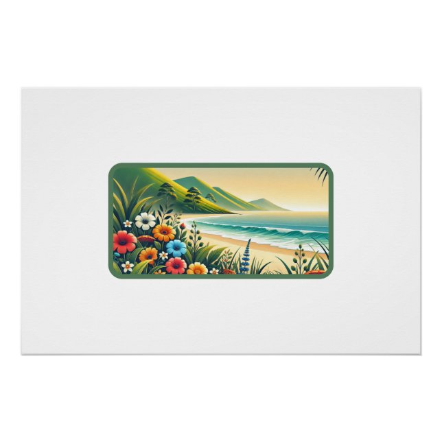 Tranquil Paradise Bloom: Scenic Coastal Bliss Poster (Front)