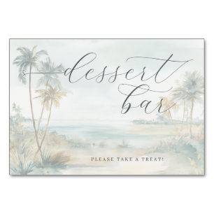 Tranquil Pastel Watercolor Beach Scene Table Number