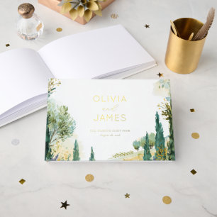 Tranquil Pastel Watercolor Botanical Trees Guest Book