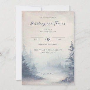 Tranquil Pastel Watercolor Forest Invitation