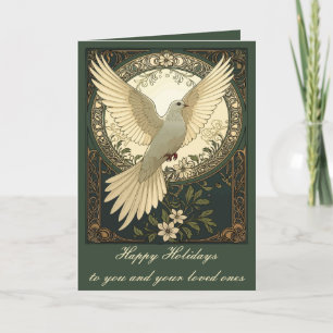 Tranquil Peace Dove And Nature Illustration Holiday Card
