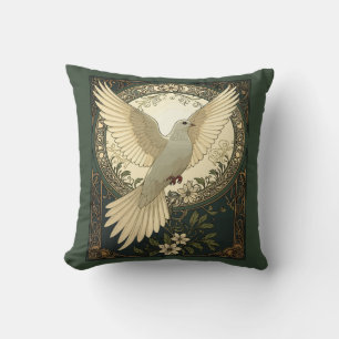 Tranquil Peace Dove And Nature Illustration Throw Pillow