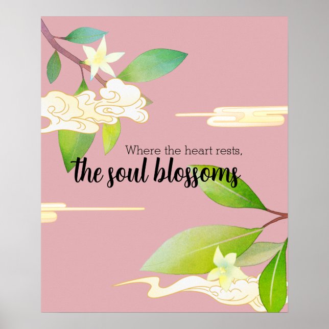 Tranquil Pink Flower Wall Art with Editable Text  (Front)