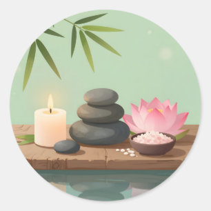 Tranquil Reflection – Zen Landscape Classic Round Sticker