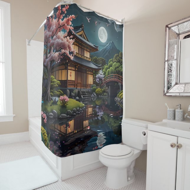 Tranquil Reflections Blossoms on the Pond bathroom (In Situ)