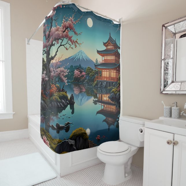 Tranquil Reflections Blossoms on the Pond bathroom (In Situ)
