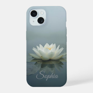 Tranquil Reverie – White Water Lily in Morning Mis iPhone 15 Case