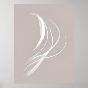"Tranquil Rhythms"   White Lines  Abstract Art Poster