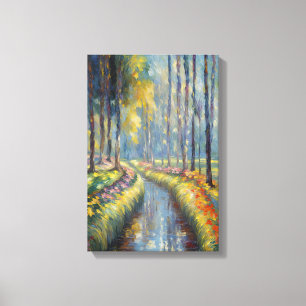 Tranquil River Path Impressionist Landscape Art Canvas Print